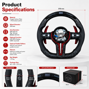 Volant sport en fibre de carbone personnalisé de luxe, garniture intérieure, pièces de rechange pour l'amélioration de l'intérieur, kits de style racing pour BMW - Product Image 2