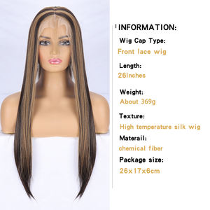 Soie Droite Piano Couleur Synthétique 13*4 Pleine Dentelle <span class=keywords><strong>Frontale</strong></span> Perruques Doux Long et Court Longueur Perruque Avec <span class=keywords><strong>Bande</strong></span> Élastique P4-27 26 Pouces - Product Image 4