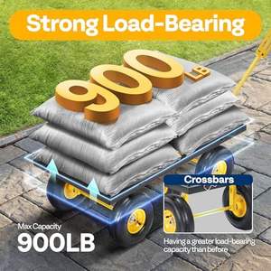 Chariot de Jardin Robuste de 408 kg avec Roues en Acier de 10 Pouces, Poignée en Métal, Noir, Attachable à un VTT/Tracteur, <span class=keywords><strong>Wagon</strong></span> de Cour, OEM - Product Image 6