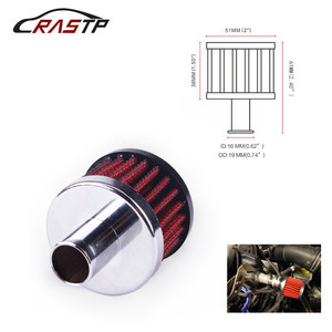 Air Filter 62-1000 3/8 Inlet Red Mesh Chrome Housing With Clamp For <b>Car</b> Upgrade - Product Image 3