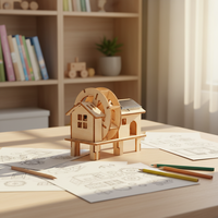 Kit de modèle de moulin à eau en bois 3D découpé au laser, bricolage éducatif, assemblage, maison de moulin, artisanat pour enfants et adultes