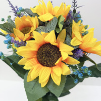 Bouquet de tournesols artificiels avec remplissage de lavande, fleurs artificielles pour la décoration de table, mariage et articles pour la maison, arrangements floraux en gros