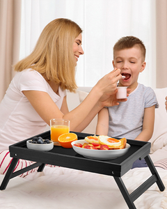 Plateau de lit moderne en bois, pliable, pour petit-déjeuner, repas, travail, ordinateur portable, collations, fêtes - Vente en gros OEM ODM - Product Image 4