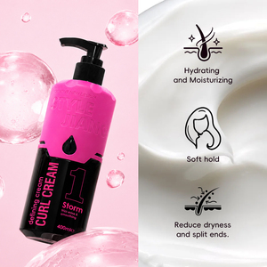 Crème Coiffante Définition Boucles Rose 400ml Anti-Frisottis Hydratante Brillance pour Cheveux Bouclés - Product Image 2