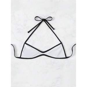 Top de Bikini Personalizado para Mujer con Cuello Halter y Lazos en la Espalda, Traje de Baño de Una Pieza en Spandex y Nailon Elástico para Playa - Product Image 4