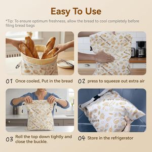 ถุงผ้าฝ้ายออร์แกนิคเคลือบขี้ผึ้งธรรมชาติ XL ใช้ซ้ำได้ สำหรับใส่ขนมปังโฮมเมด พร้อมซิปล็อคเพื่อรักษาความสด - Product Image 5