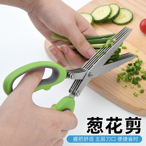 5 Layer Herb Scissors Stainless Steel 4 In Greenish Gray Home Kitchen Use - Product Image 2
