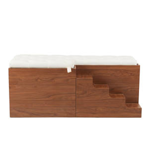 บ้านสุนัขไม้วอลนัทสุดหรูขนาด 56 นิ้ว 2 in 1 พร้อมเบาะรองนั่ง, ประตูบานเลื่อนแบบโรงนา, ใช้เป็นม้านั่งปลายเตียงได้ - Product Image 5