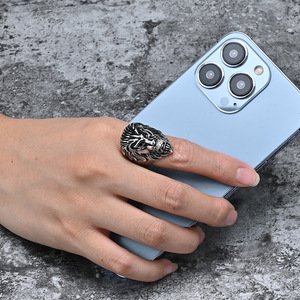 Anillo con Cabeza de León de Acero Inoxidable, Joyería Masculina, Regalo, Anillo de Moda con Forma de Animal - Product Image 3