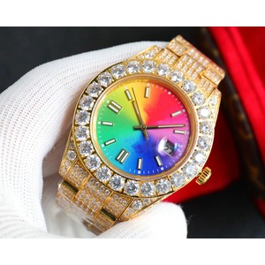 Drioshipping, nuevo reloj para hombre, reloj mecánico con incrustaciones de diamantes de colores degradados a la moda, resistente al agua y a prueba de golpes, multifuncional - Product Image 3