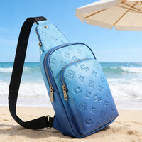 Sac de poitrine bandoulière en cuir PU dégradé, style décontracté urbain, sac à dos croisé pour hommes et femmes, sac banane de voyage et de sport en plein air