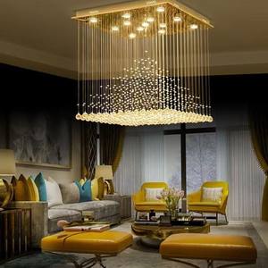 Lustre en cristal rectangulaire moderne et simple, lampe de salon, salle à manger, hôtel, restaurant, pyramide - Product Image 3