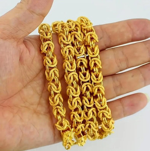 18Kゴールド充填ドラゴンヘッドチョーカー23.6インチ重い厚さツイスト分厚いリンクチェーン流行のヒップホップネックレス男性用素晴らしいギフト - Product Image 5