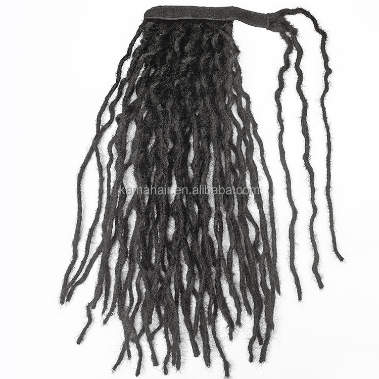 [KAMA Dreads] Human Hair Crochet Locs Extensions 16" Wrap Around Dreadlock Ponytail with Magic Paste