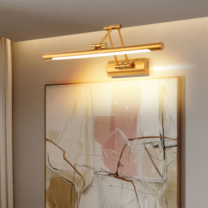 Lámpara LED de color latón para baño, iluminación ajustable para espejo de hotel, luces para baño, lámpara de pared interior para cuadros. - Product Image 1