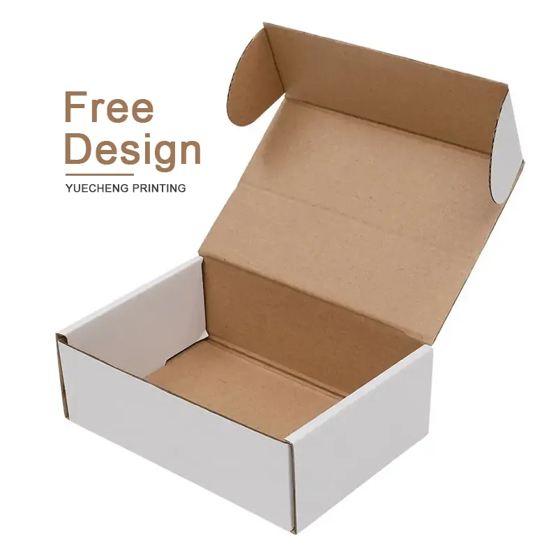 White color folding e flute carton corrugated cardboard kraft mailer box packaging clothing packaging box