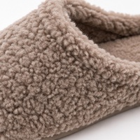 Mules en peluche taupe à bout fermé, pantoufles en fausse fourrure, chaussures d'intérieur confortables pour l'hiver, pour femmes
