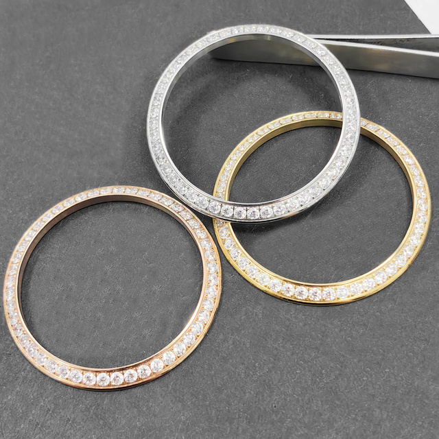 Watch Accessories Compatible with 40DD 228239 case Silver Zircon Material Bezel Style B