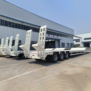 40ton 80T 100 Ton 3 4 Axles Low Bed Boy Deck Remolque de <span class=keywords><strong>carga</strong></span> plano Cuello de cisne Excavadora Transporte Lowbed Truck <span class=keywords><strong>Trailers</strong></span> - Product Image 6