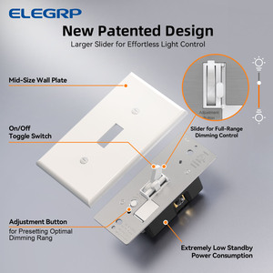 ELEGRP Single Pole or <strong>3</strong>-<strong>Way</strong> Wall Plate Included Digital Toggle Dimmer <strong>Switch</strong> for LED CFL and Incandescent <strong>Light</strong> Bulbs - Product Image 5