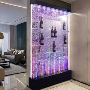 Custom Made Acrylic Large Aquarium Bubble Wall with LED Light Movable Water Bubble Panel Partition Wine Rack For Room Dividers