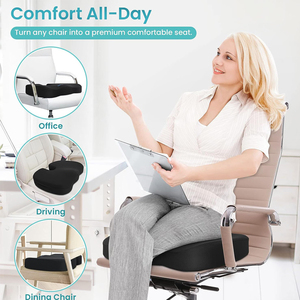 Coussin de siège orthopédique en mousse à mémoire de forme en U, amélioré au gel, antidérapant, à pois, amovible et lavable, pour soutien coccyx et lombaire - Product Image 5