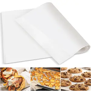 Kertas pelapis minyak silikon putih tahan panas sekali pakai kustom gulungan kertas pembungkus makanan untuk pengemasan roti