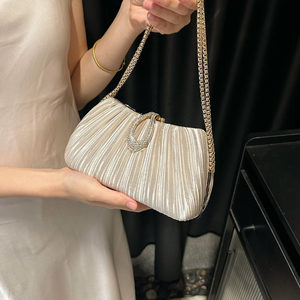 2025 New Satin Pleated Evening <b>Bag</b> Bracelet Handle Handbag Shoulder Crossbody <b>Bag</b> for Women - Product Image 3