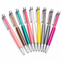 Vente en gros de stylo à bille publicitaire de 1.0mm nouveauté diamant cristal avec logo sculpté cadeau promotionnel stylo