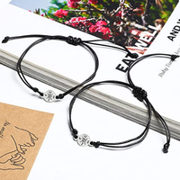 Bracelets assortis avec breloque boussole « Promesse de doigt rose » Grace Jun Best Friends Family-Distance pour homme et femme - 2 pièces plaquées argent