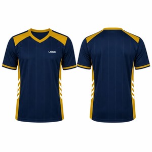 Jersey Sepak Bola V-Neck Custom Stripe dengan Panel Chevron OEM, Kaos Sepak Bola Cepat Kering Grosir, Seragam Tim - Product Image 1