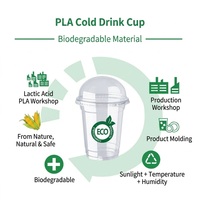 Gobelets à café jetables biodégradables écologiques en PLA transparent haute clarté pour boissons froides, vente en gros personnalisée, différentes tailles
