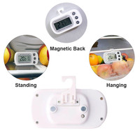 Termometer Monitor Kulkas Digital LCD Plastik dengan Pengait Gantung, Penyangga yang Dapat Ditarik, dan Bagian Belakang Magnetik