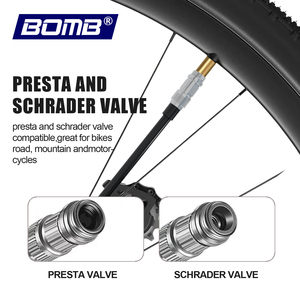 BOMB Aluminum Bicycle Pump High Pressure 130-160PSI Manual Air Inflator for Cycling with <b>Valve</b> Adapter - Product Image 4