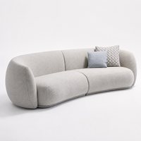 Modernes Luxus-Curved-Sofa 3-Sitzer Bouclé-Stoff Tiefe Sitzfläche Couch Wohnzimmermöbel für Zuhause und Hotel