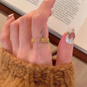 Nuovo stile cinese stile palazzo galleggiante smeraldo che scorre pillola stile Hip-hop anello paesaggio colore finestra decorazione di apertura fiore - Product Image 5