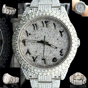 Montre de Luxe pour Homme en Acier Inoxydable avec Cadran en Moissanite Créée en Laboratoire, Étanchéité 10 ATM, Fermoir Bracelet Élégant et Raffiné - Product Image 1