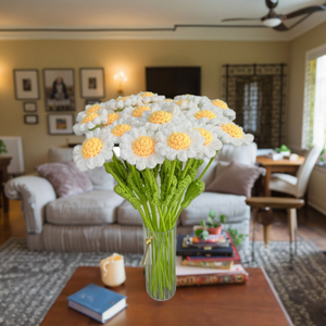 Idée cadeau créative, décoration de mariage à domicile, fleur en laine tricotée à la main, marguerite colorée, fleur en laine tricotée sur mesure en gros - Product Image 1