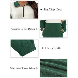 เสื้อสเวตเชิ้ตฟลีซแบบสวมหัว คอซิปครึ่งตัว แขนยาว ทรงโอเวอร์ไซส์ สีบล็อก สำหรับผู้หญิงไซส์พลัส ยี่ห้อ FOXA รุ่น Polar Top ความยาวปกติ ให้ความอบอุ่น - Product Image 3