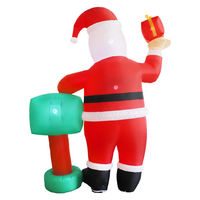 Vente directe d'usine Décoration de jardin gonflable Père Noël pour fête de Noël Père Noël souriant avec boîte cadeau