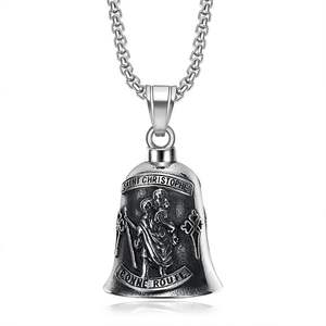 RFJEWEL Titane acier poli rétro les dieux nordiques <span class=keywords><strong>Cage</strong></span> diable équitation chanceux exorciste cloche - Product Image 5