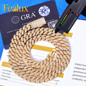 Fealux Pass Tester VVS Moissanite Diamante da Laboratorio Argento 925 Collana a Catena 10mm Bracciale a Catena Miami Cuban Link Bracciali Hip Hop - Product Image 2