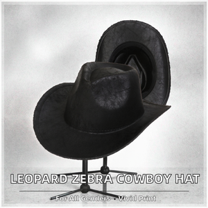 Unisex <b>Western</b> Leopard Pattern Zebra Cowboy <b>Hat</b> with Adjustable Chin Strap 100% Acrylic Outdoor Travel Casual Party Halloween - Product Image 2