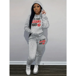 Customized Women's Fleece 2 Piece Outfits Sweatsuit Crop <b>Top</b> Hoodie Pullover Sweatshirt <b>Top</b> Straight Jogger Sweatpants Set - Product Image 1