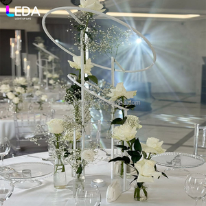 Support floral en métal blanc de luxe LEDA pour événements et fêtes, double couche, rond, en fer forgé, pour décoration de table et toile de fond de mariage - Product Image 3