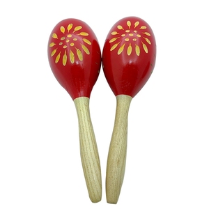 Maracas en bois rouge peintes à la main, instrument de percussion Orff pour enfants, vente en gros - Product Image 2