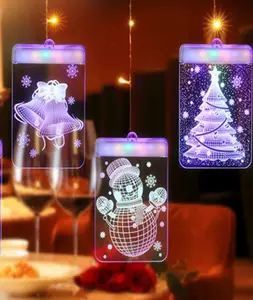 <strong>Window</strong> Garden Yard Decor 3D Christmas Santa Claus Snowman <strong>Snowflake</strong> Hanging String <strong>Light</strong> - Product Image 1