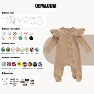 Conjunto de Ropa para Bebé Niña Recién Nacida, Marca de Diseñador OEM Hongbo, Mono de Manga Larga con Cierre, 0-3 Meses - Product Image 3