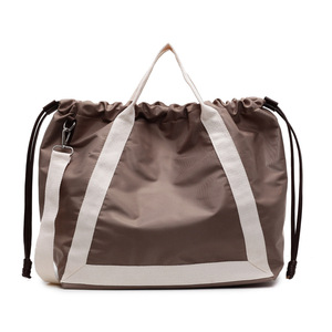 Sac à bandoulière vintage marron avec cordon de serrage et sangle blanche, en tissu légèrement résistant à l'eau, pour homme et femme, idéal pour le yoga, la natation et les trajets quotidiens - Product Image 3