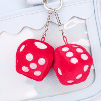 Mini porte-clés en peluche en forme de dés, design amusant, breloque portable, jouet en peluche personnalisé